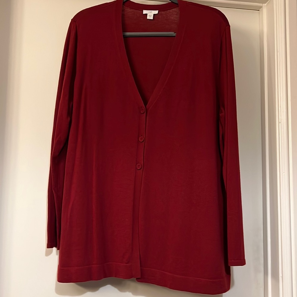 J. Jill Large Cranberry Cardigan Sweater
